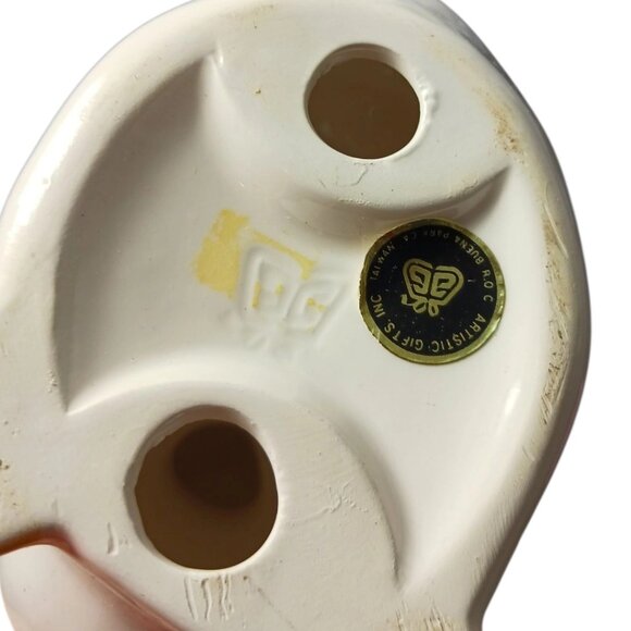 Vintage Holiday Ceramic Duck Figurine W/ Hat & Plaid Scarf White/Yellow 7" - Picture 4 of 8